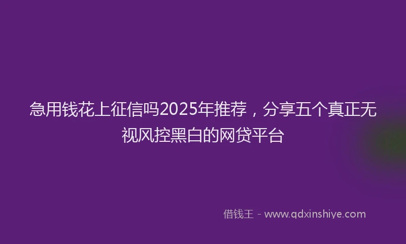 急用钱花上征信吗2025年推荐，分享五个真正无视风控黑白的网贷平台