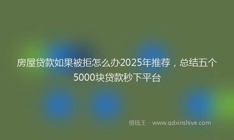 房屋贷款如果被拒怎么办2025年推荐，总结五个5000块贷款秒下平台