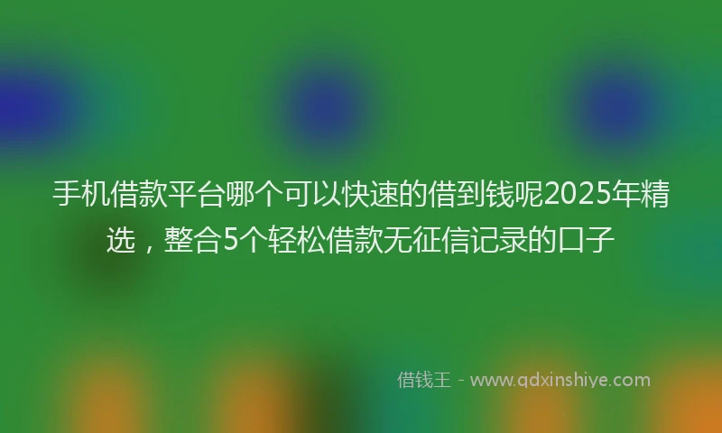 手机借款平台哪个可以快速的借到钱呢2025年精选，整合5个轻松借款无征信记录的口子