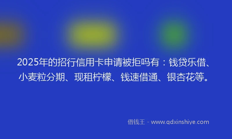 2025年的招行信用卡申请被拒吗有：钱贷乐借、小麦粒分期、现租柠檬、钱速借通、银杏花等。