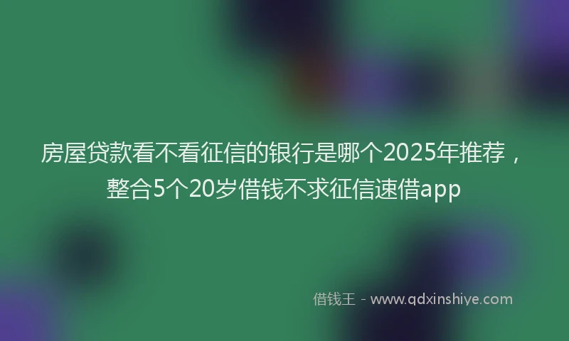 房屋贷款看不看征信的银行是哪个2025年推荐，整合5个20岁借钱不求征信速借app