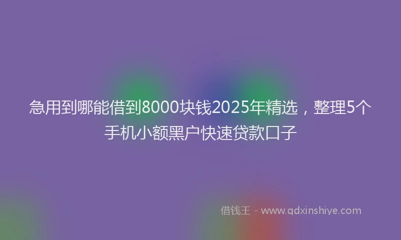 急用到哪能借到8000块钱2025年精选，整理5个手机小额黑户快速贷款口子
