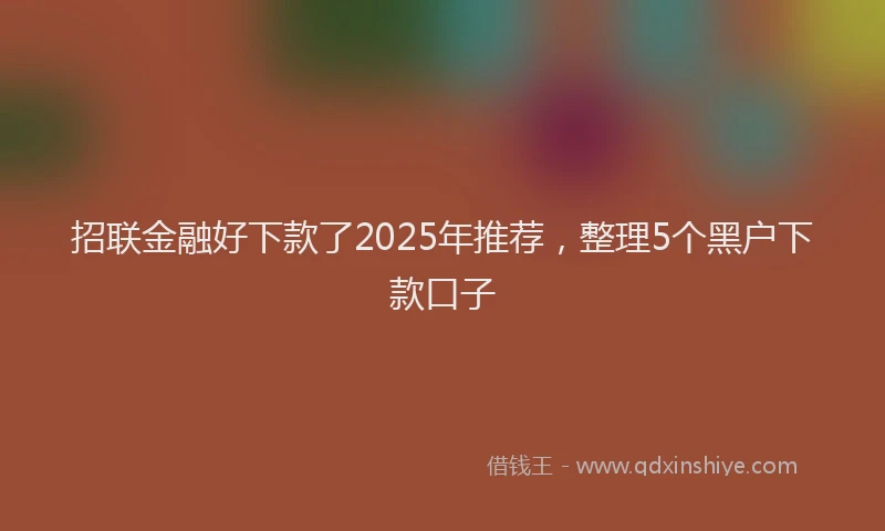 招联金融好下款了2025年推荐，整理5个黑户下款口子