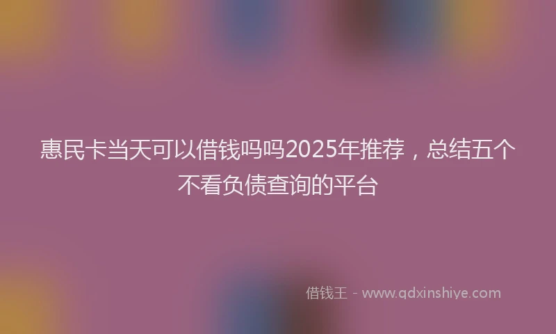 惠民卡当天可以借钱吗吗2025年推荐，总结五个不看负债查询的平台