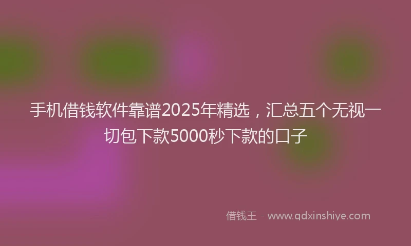 手机借钱软件靠谱2025年精选，汇总五个无视一切包下款5000秒下款的口子