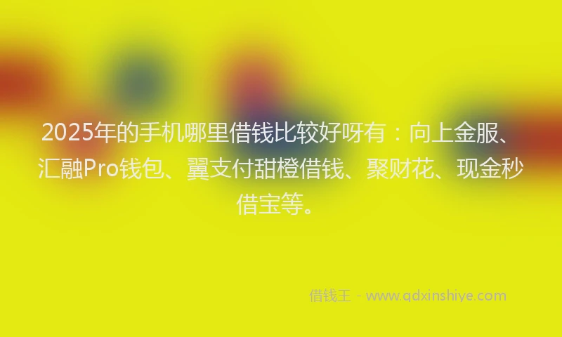 2025年的手机哪里借钱比较好呀有：向上金服、汇融Pro钱包、翼支付甜橙借钱、聚财花、现金秒借宝等。