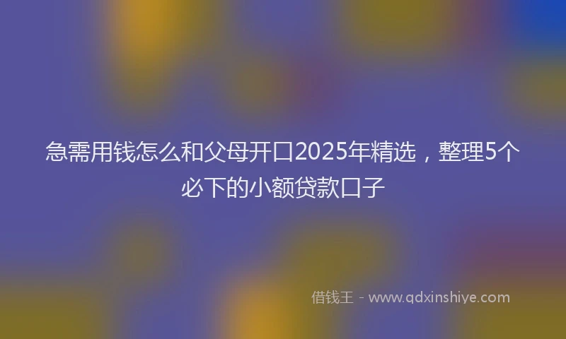 急需用钱怎么和父母开口2025年精选，整理5个必下的小额贷款口子