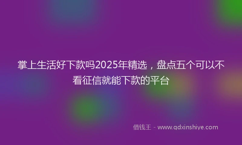 掌上生活好下款吗2025年精选，盘点五个可以不看征信就能下款的平台