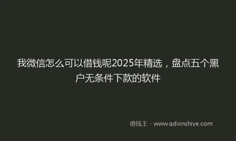 我微信怎么可以借钱呢2025年精选，盘点五个黑户无条件下款的软件