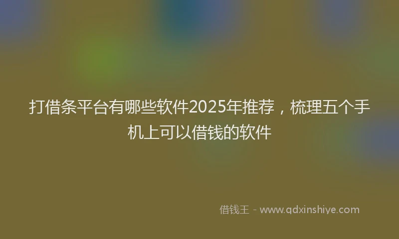 打借条平台有哪些软件2025年推荐，梳理五个手机上可以借钱的软件