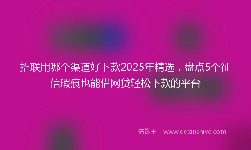 招联用哪个渠道好下款2025年精选，盘点5个征信瑕疵也能借网贷轻松下款的平台