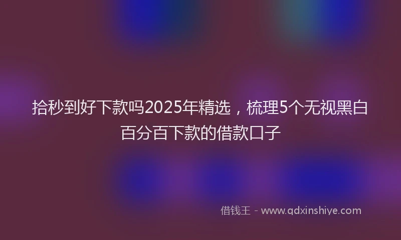 拾秒到好下款吗2025年精选，梳理5个无视黑白百分百下款的借款口子