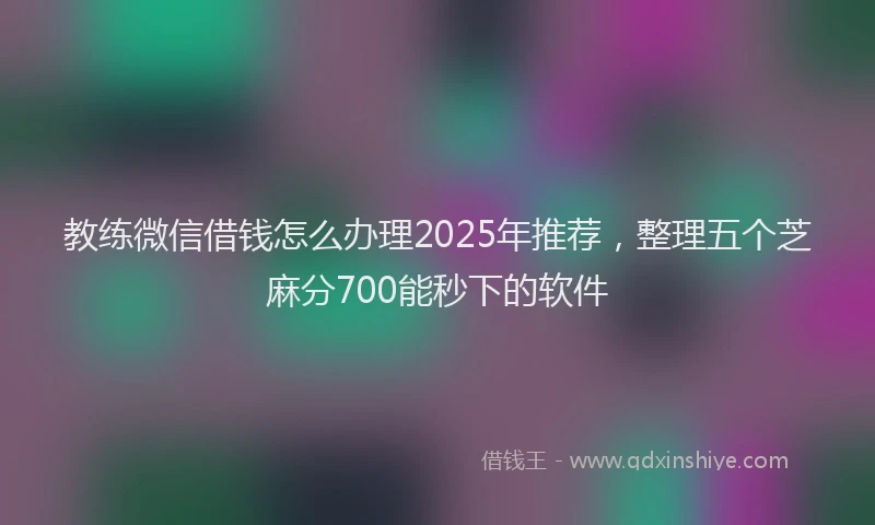 教练微信借钱怎么办理2025年推荐，整理五个芝麻分700能秒下的软件