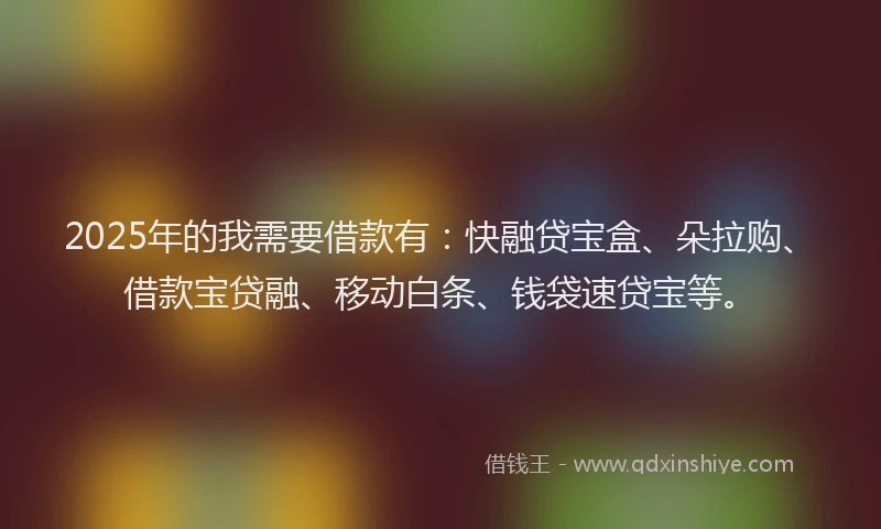 2025年的我需要借款有：快融贷宝盒、朵拉购、借款宝贷融、移动白条、钱袋速贷宝等。