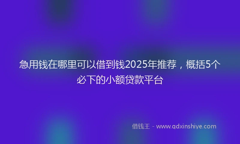 急用钱在哪里可以借到钱2025年推荐，概括5个必下的小额贷款平台