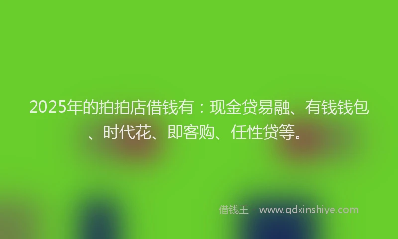2025年的拍拍店借钱有：现金贷易融、有钱钱包、时代花、即客购、任性贷等。