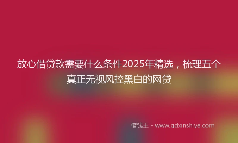 放心借贷款需要什么条件2025年精选，梳理五个真正无视风控黑白的网贷
