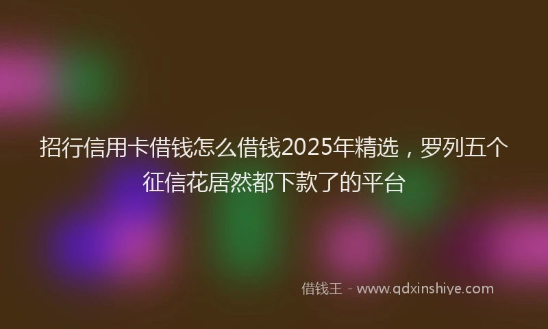 招行信用卡借钱怎么借钱2025年精选，罗列五个征信花居然都下款了的平台