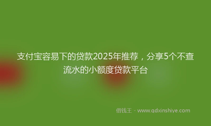 支付宝容易下的贷款2025年推荐，分享5个不查流水的小额度贷款平台