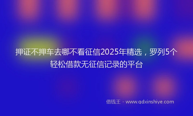 押证不押车去哪不看征信2025年精选，罗列5个轻松借款无征信记录的平台