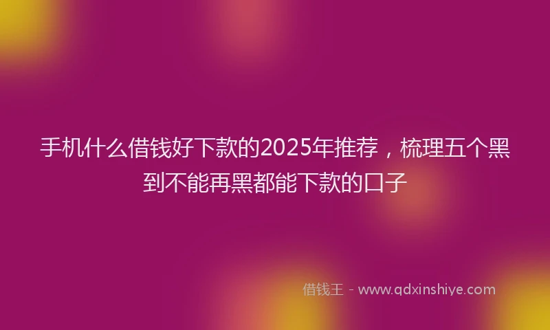 手机什么借钱好下款的2025年推荐，梳理五个黑到不能再黑都能下款的口子