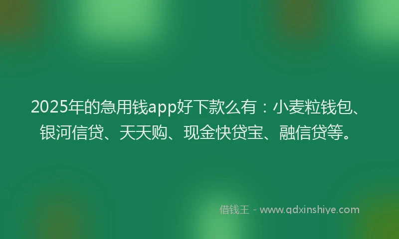 2025年的急用钱app好下款么有：小麦粒钱包、银河信贷、天天购、现金快贷宝、融信贷等。