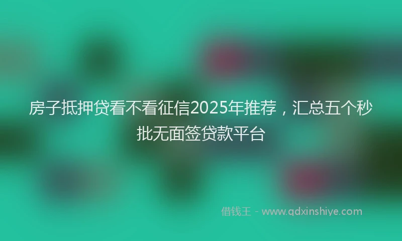 房子抵押贷看不看征信2025年推荐，汇总五个秒批无面签贷款平台