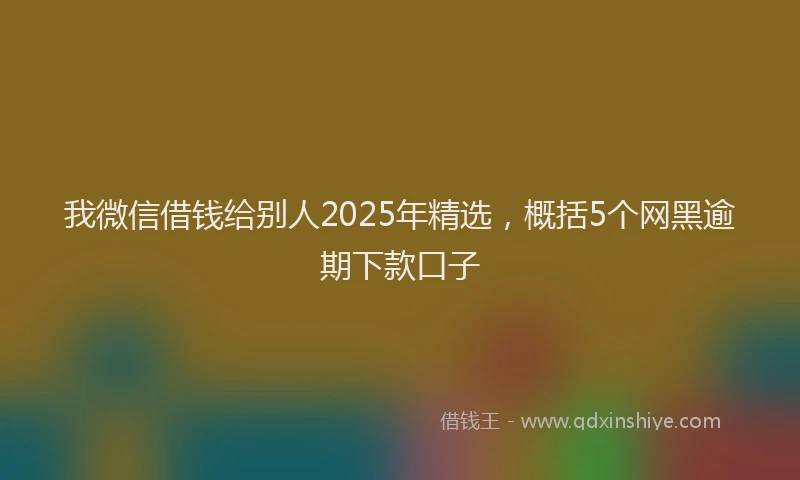 我微信借钱给别人2025年精选，概括5个网黑逾期下款口子