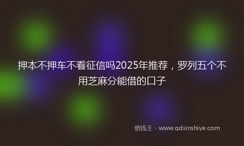 押本不押车不看征信吗2025年推荐，罗列五个不用芝麻分能借的口子