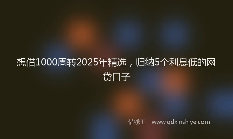 想借1000周转2025年精选，归纳5个利息低的网贷口子
