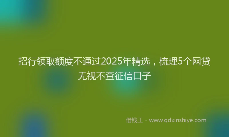 招行领取额度不通过2025年精选，梳理5个网贷无视不查征信口子