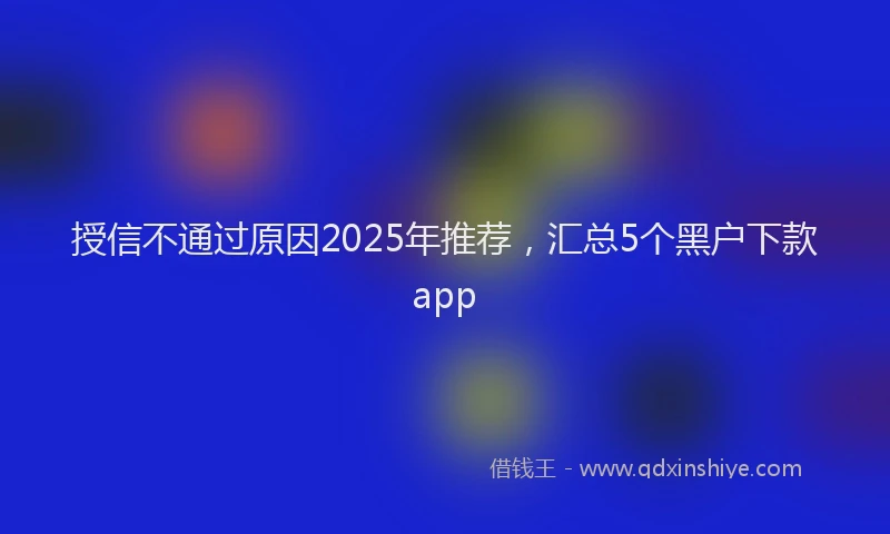 授信不通过原因2025年推荐，汇总5个黑户下款app