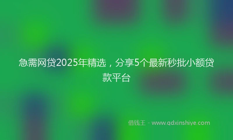 急需网贷2025年精选，分享5个最新秒批小额贷款平台