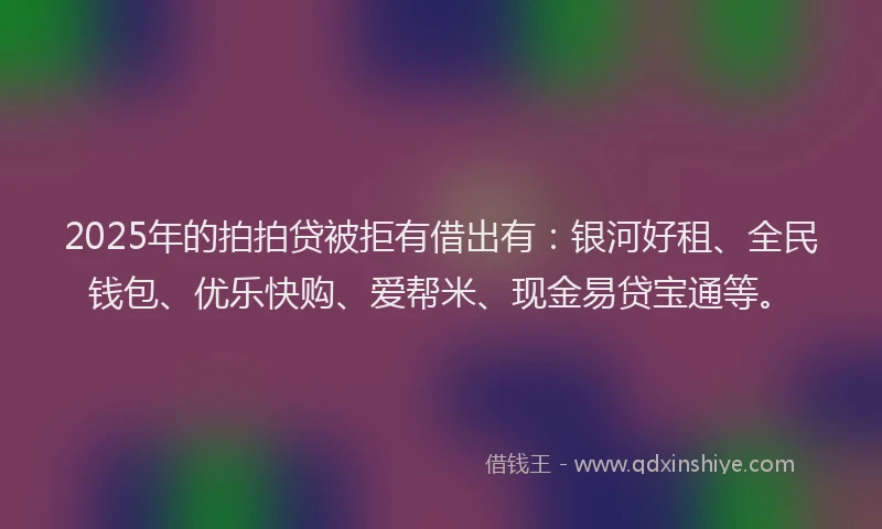 2025年的拍拍贷被拒有借出有：银河好租、全民钱包、优乐快购、爱帮米、现金易贷宝通等。