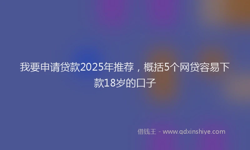 我要申请贷款2025年推荐，概括5个网贷容易下款18岁的口子
