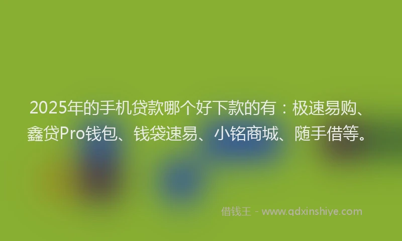 2025年的手机贷款哪个好下款的有：极速易购、鑫贷Pro钱包、钱袋速易、小铭商城、随手借等。