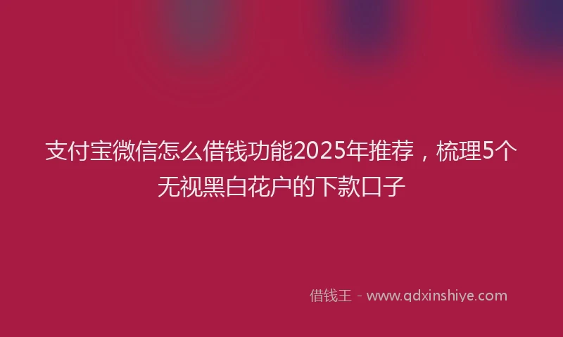 支付宝微信怎么借钱功能2025年推荐，梳理5个无视黑白花户的下款口子