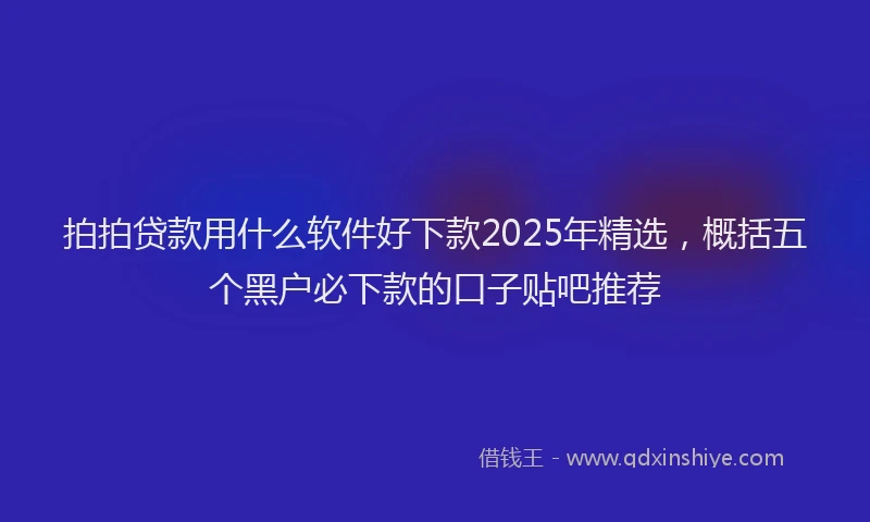 拍拍贷款用什么软件好下款2025年精选，概括五个黑户必下款的口子贴吧推荐