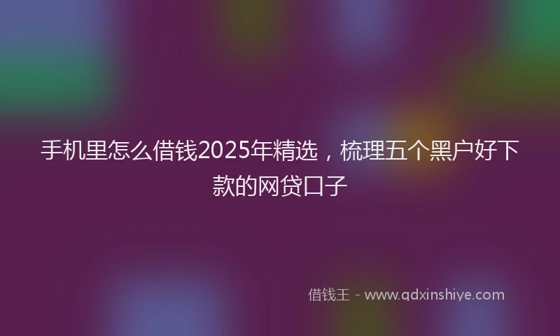 手机里怎么借钱2025年精选，梳理五个黑户好下款的网贷口子