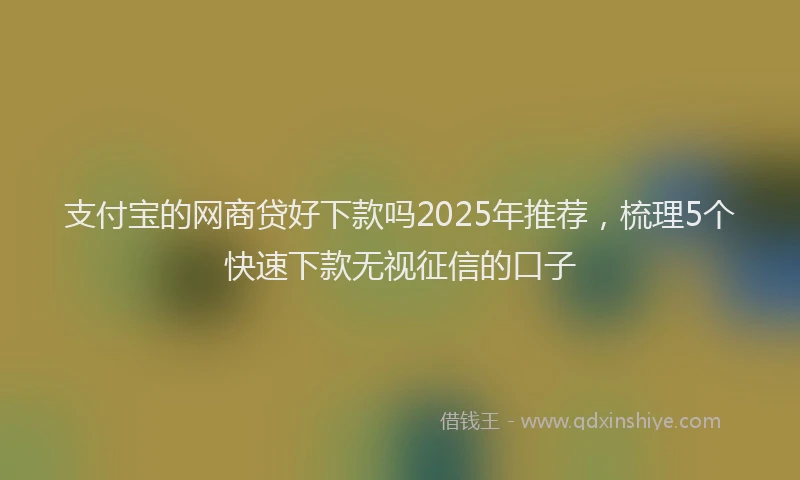 支付宝的网商贷好下款吗2025年推荐，梳理5个快速下款无视征信的口子