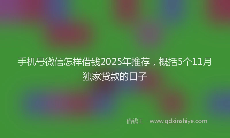 手机号微信怎样借钱2025年推荐，概括5个11月独家贷款的口子
