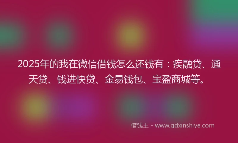 2025年的我在微信借钱怎么还钱有：疾融贷、通天贷、钱进快贷、金易钱包、宝盈商城等。