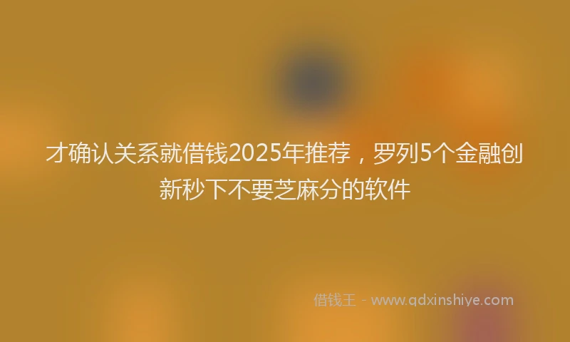 才确认关系就借钱2025年推荐，罗列5个金融创新秒下不要芝麻分的软件