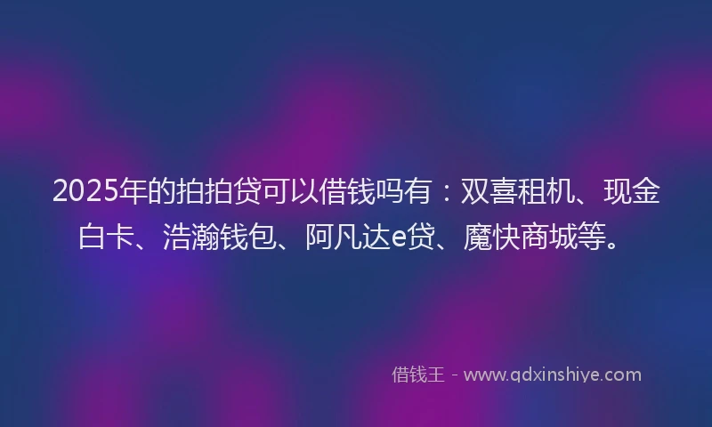 2025年的拍拍贷可以借钱吗有：双喜租机、现金白卡、浩瀚钱包、阿凡达e贷、魔快商城等。