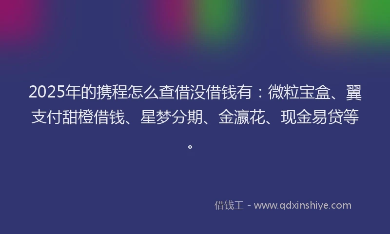 2025年的携程怎么查借没借钱有：微粒宝盒、翼支付甜橙借钱、星梦分期、金瀛花、现金易贷等。