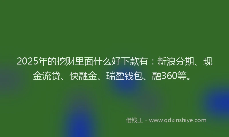2025年的挖财里面什么好下款有：新浪分期、现金流贷、快融金、瑞盈钱包、融360等。