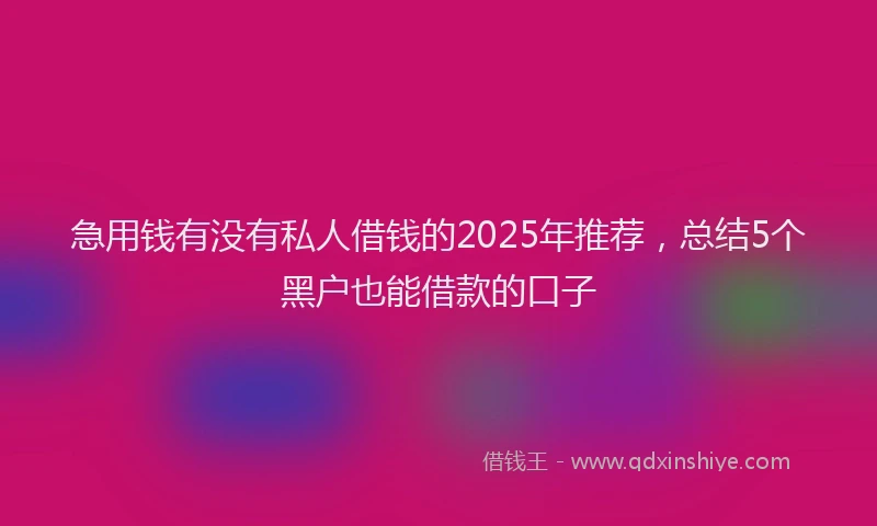 急用钱有没有私人借钱的2025年推荐，总结5个黑户也能借款的口子
