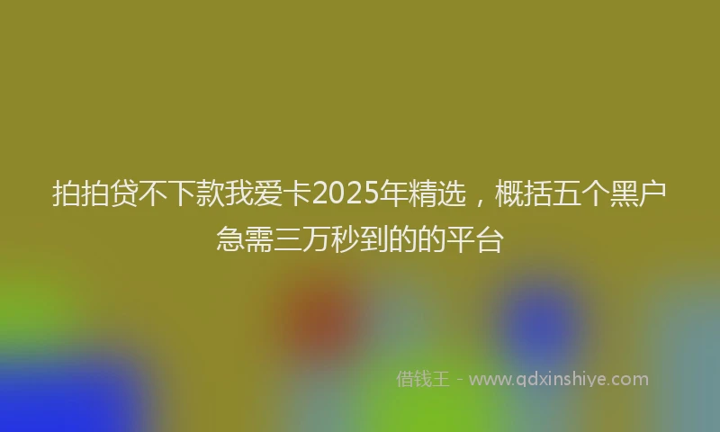 拍拍贷不下款我爱卡2025年精选，概括五个黑户急需三万秒到的的平台