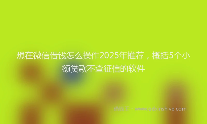 想在微信借钱怎么操作2025年推荐，概括5个小额贷款不查征信的软件
