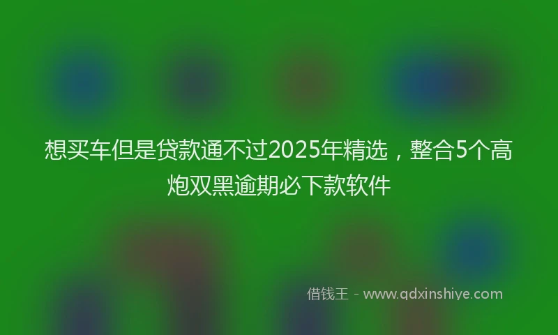 想买车但是贷款通不过2025年精选，整合5个高炮双黑逾期必下款软件